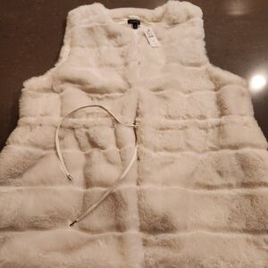 Talbots Ivory Faux Fur Vest
